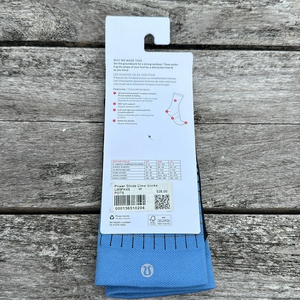 Bundle of 2 Lululemon Womens Power Stride Crew Socks Reflective Size medium NWT